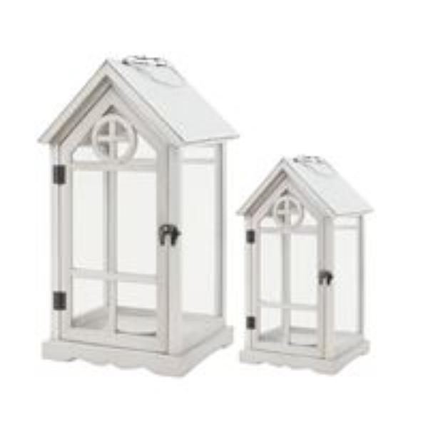 Wooden House Lantern - 53.5x26cm