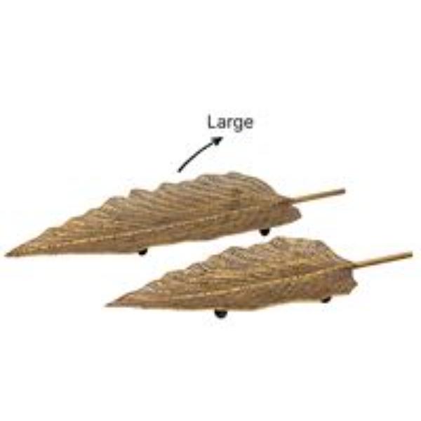 Large Rustic Gold Metal Leaf Tray - 67cm