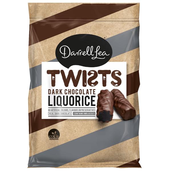 Darrell Lea Dark Chocolate Liquorice Twists - 200g