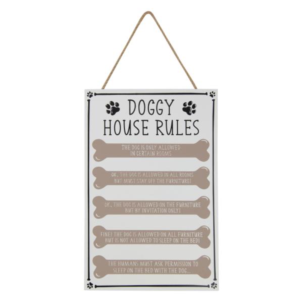 Doggy House Rules Hanging Plaque - 30cm x 20cm