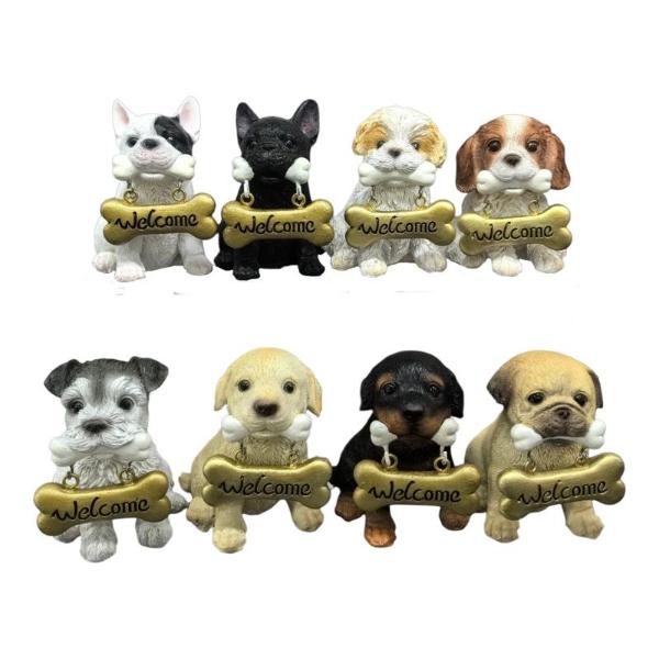 Sitting Dog With Welcome Sign - 7.5cm
