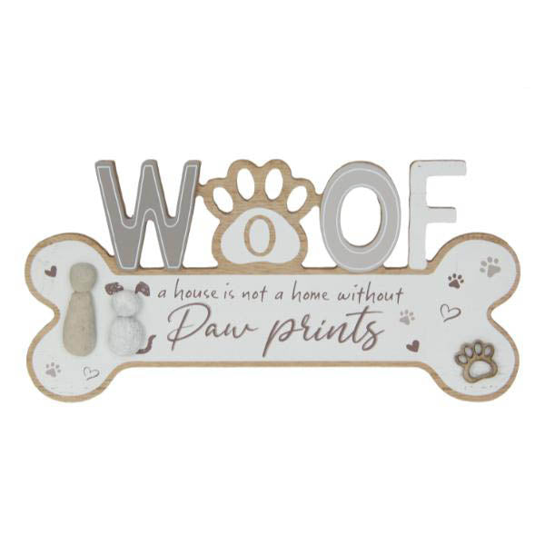 Woof Paw Print Plaque - 25cm