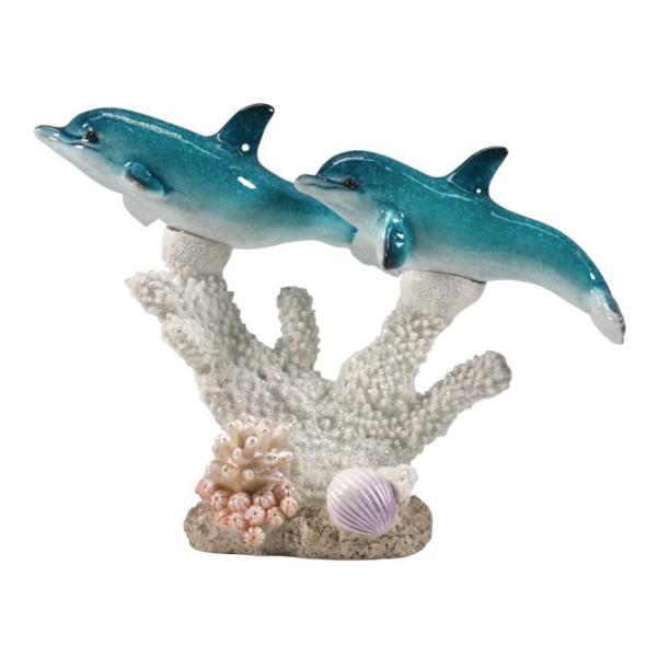 Twin Dolphin On Coral - 24cm