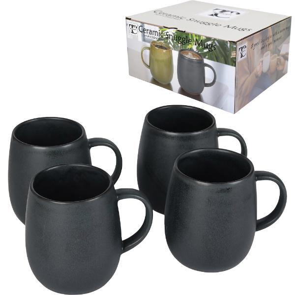 4 Pack Charcoal Mugs - 400ml
