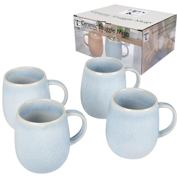 4 Pack Sky Blue Mugs - 400ml