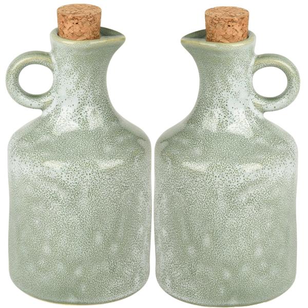 2 Piece Green Oil Jars - 450ml