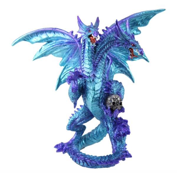 Blue Electric Twin Head Dragon - 21cm