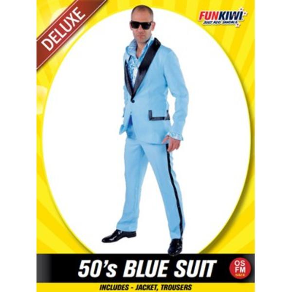Deluxe Mens 50s Blue Suit - One Size