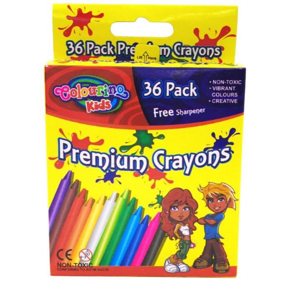 36 Pack Premium Crayon Set With Sharpener