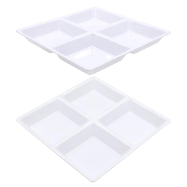 4 Section White Melamine Condiment Tray - 22cm x 22cm