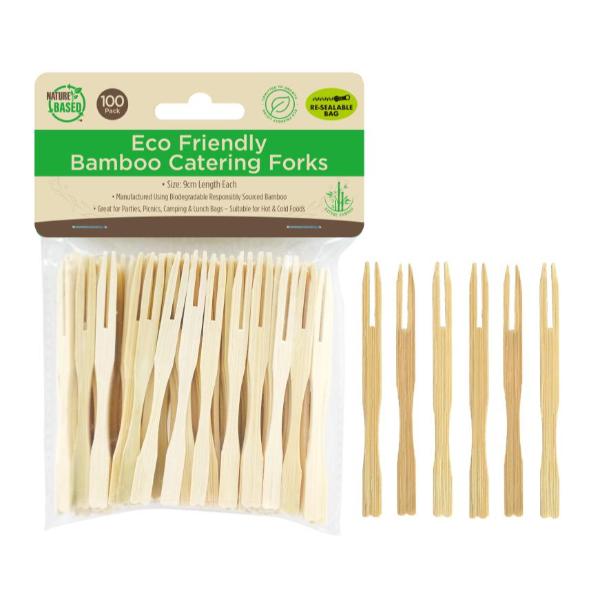 100 Pack Bamboo Catering Forks