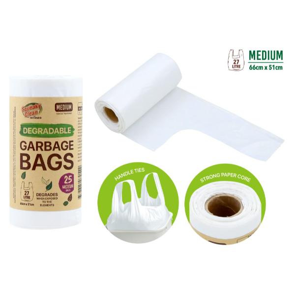 25 Pack Medium Degradable Bin Liners - 27L