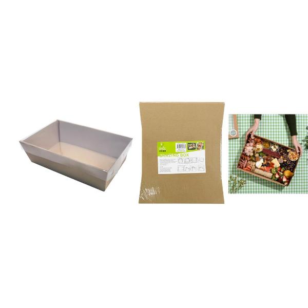 Brown Grazing Box With Clear Lid - 27.3cm x 17.4cm x 8cm