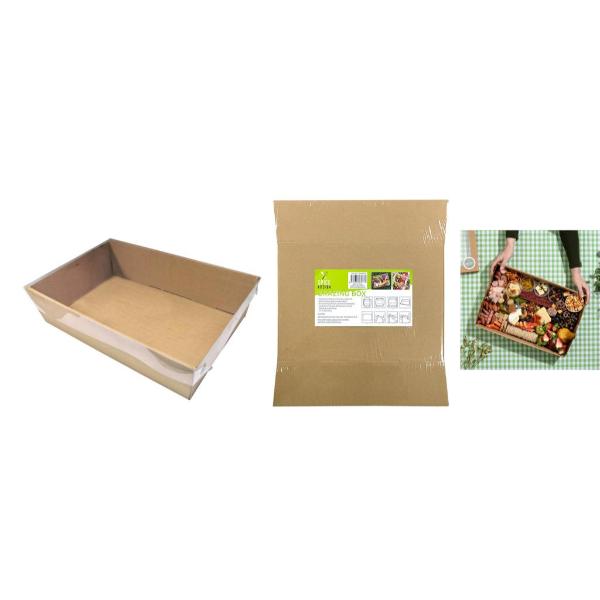 Brown Grazing Box With Clear Lid - 30.5cm x 20.5cm x 8cm