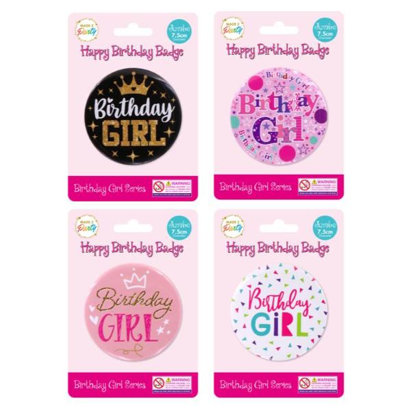 Girls Happy Birthday Badges