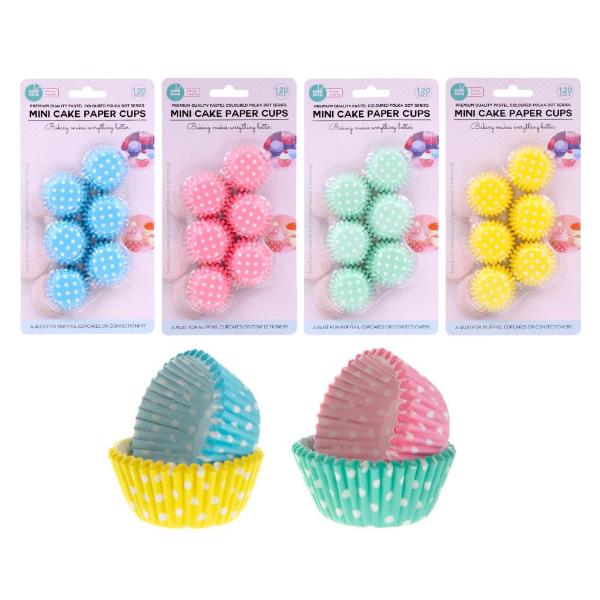 120 Pack Mini Polka Dot Cup Cake Cases