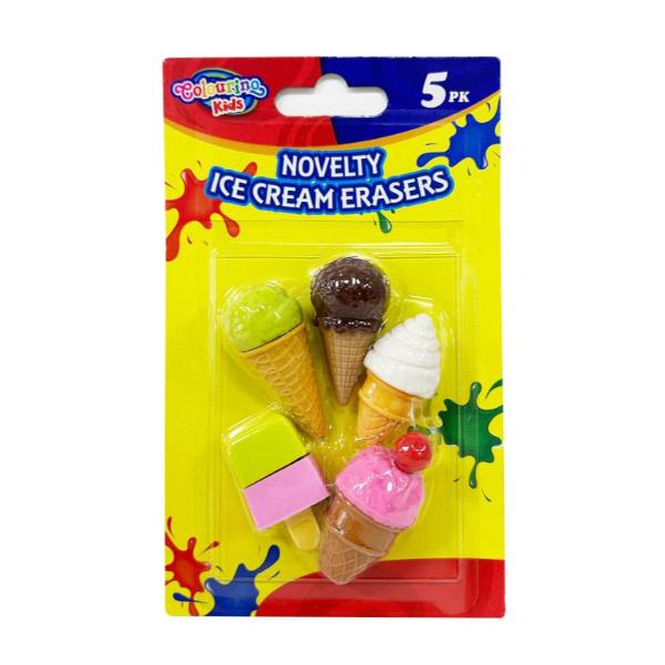 5 Pack Novelty Ice Cream Erasers