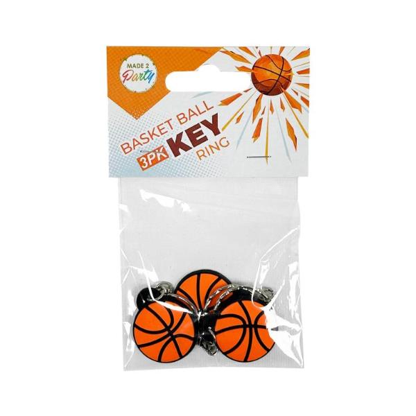 3 Pack Basket Ball Themed Keyrings