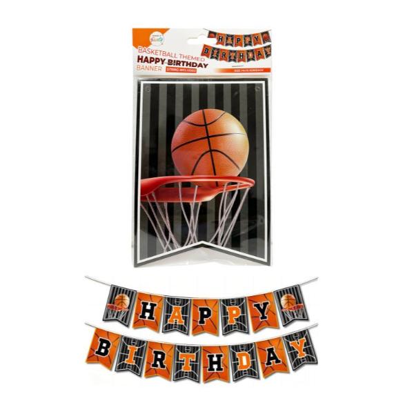 Basket Ball Themed Happy Birthday Banner