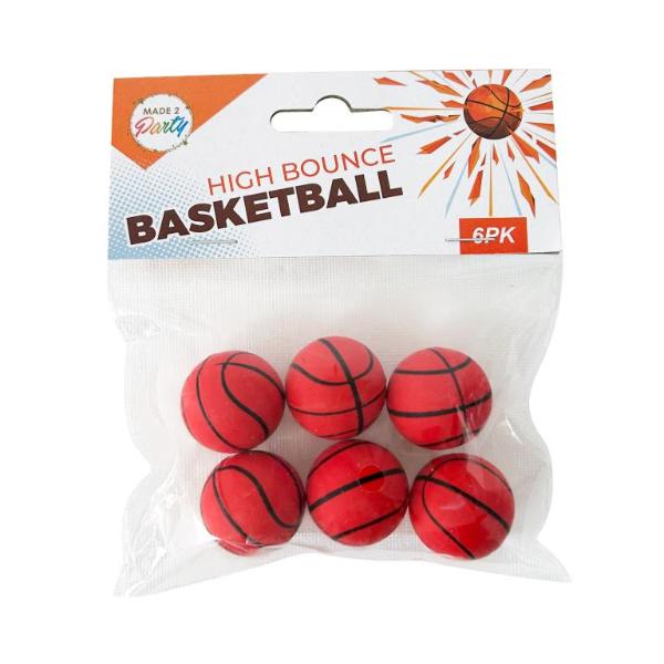 6 Pack Basket Ball Themed High Bounce Balls