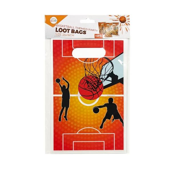 10 Pack Basket Ball Themed Loot Bags