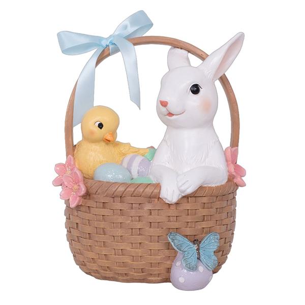 Poly Bunny In Basket - 24.7cm x 22.5cm x 31.3cm