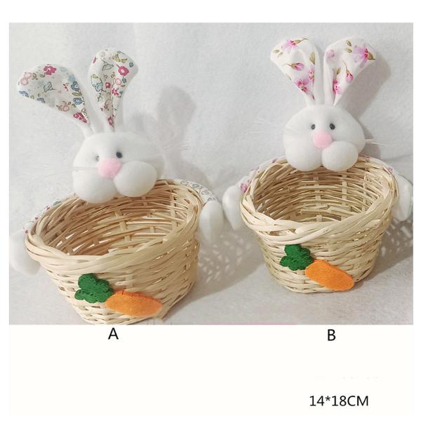 Easter Floral Plush Bunny With Basket - 14cm x 18cm
