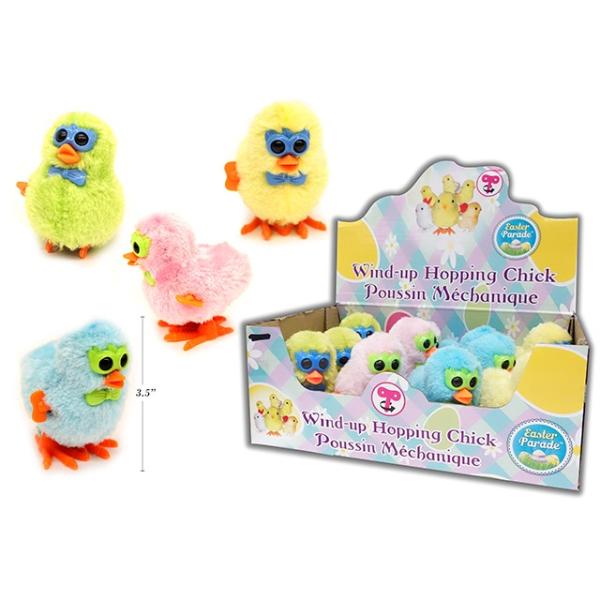 Easter Wind Up Hopping Chick With Glasses - 8.9cm
