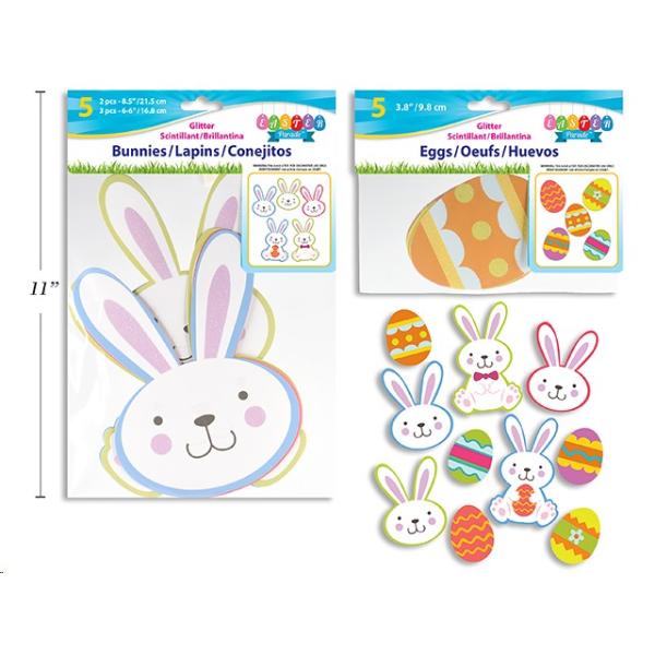 5 Pack Easter Glitter Cutouts