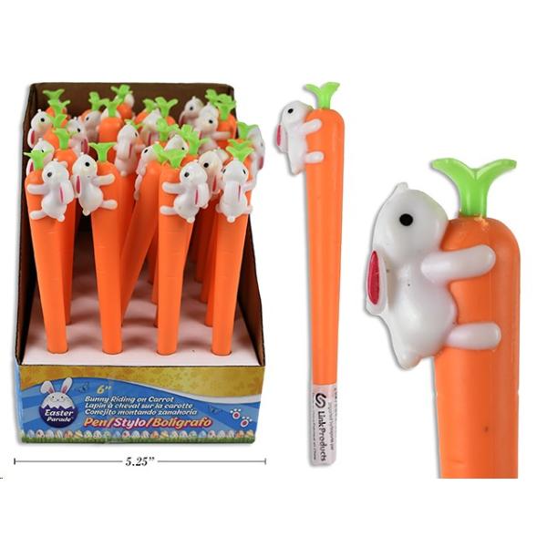 Easter Bunny Riding On Carrot Pen - 15cm