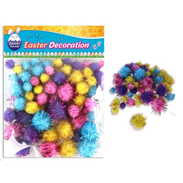 80 Pack Easter Glitter Tinsel Craft Pompom