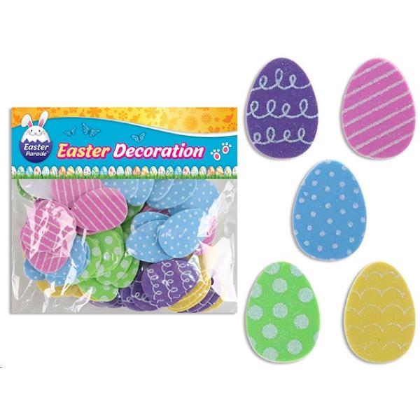 100 Pack Easter Glitter Eva Egg Shape Foam Stickers