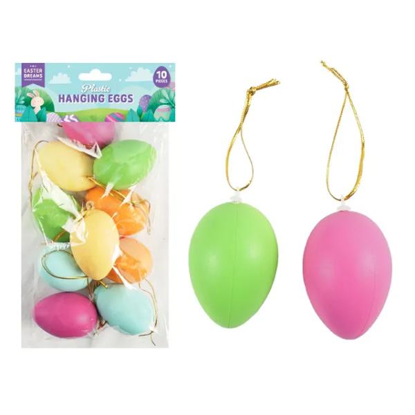 10 Pack Easter Neon Hanging Eggs - 3.5cm x 6.2cm