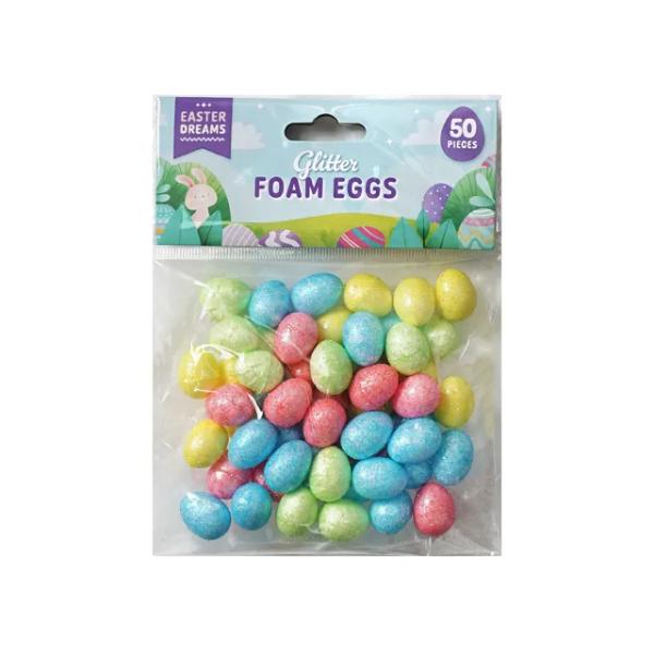 50 Pack Easter Glitter Foam Eggs - 2cm