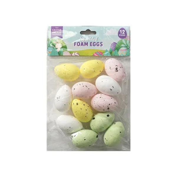 12 Pack Easter Speckled Foam Eggs - 4.75cm