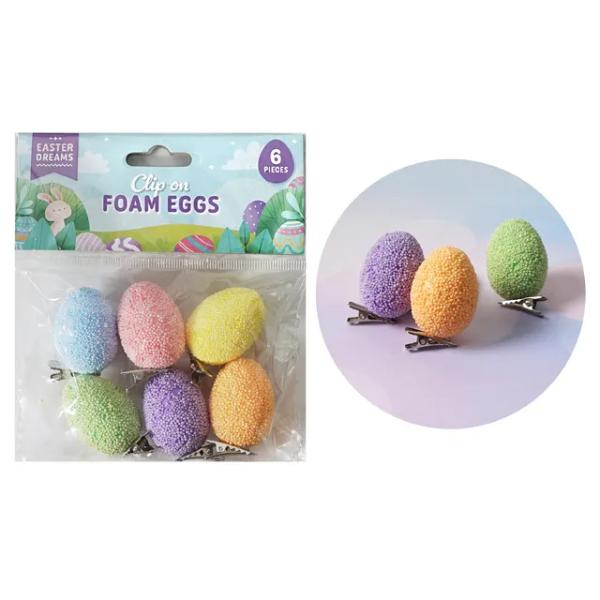 6 Pack Easter Decor Eggs With Clip - 2.9cm x 4cm