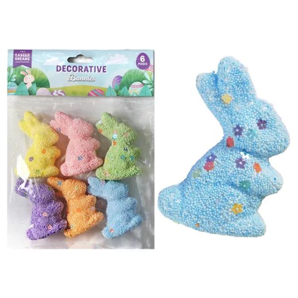 6 Pack Easter Decorative Bunnies - 7.8cm x 5cm