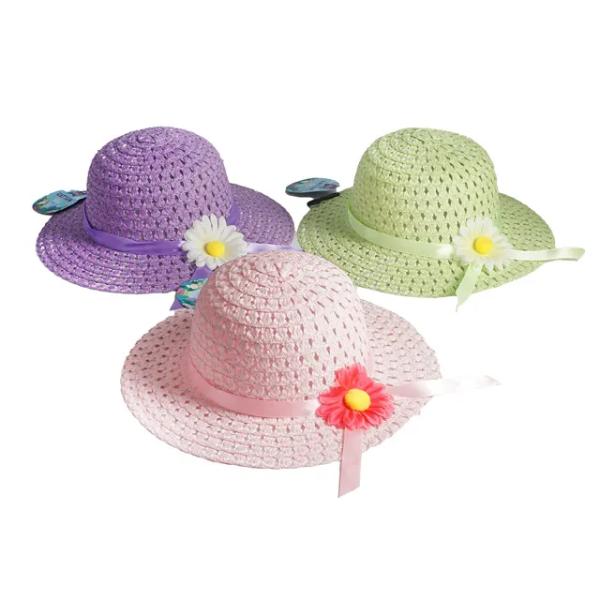 Easter Rattan Hat With Flower - 10cm x 28.5cm