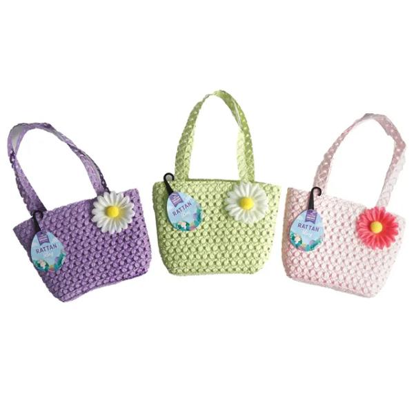 Easter Rattan Bag With Flower - 31cm x 22cm