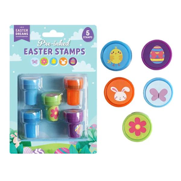 5 Pack Easter Pre Inked Stamp Set - 3.5cm