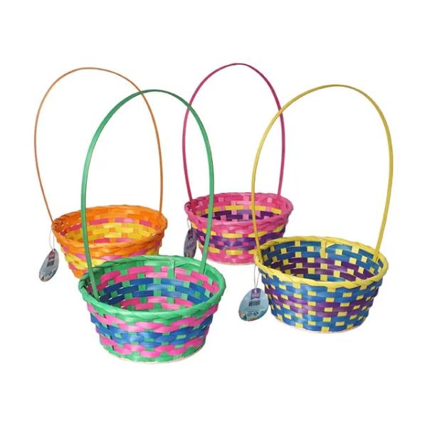 Easter Round Woven Basket With Handle - 22cm x 9.38cm