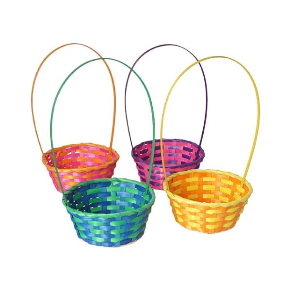 Easter 2 Tone Woven Basket With Handle - 20cm x 20cm x 37cm