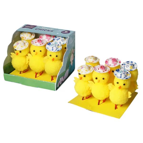 6 Pack Easter Small Chick With Hat - 5.5cm