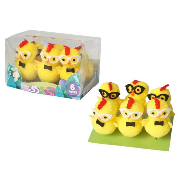 6 Pack Easter Chick With Glasses - 5.5cm