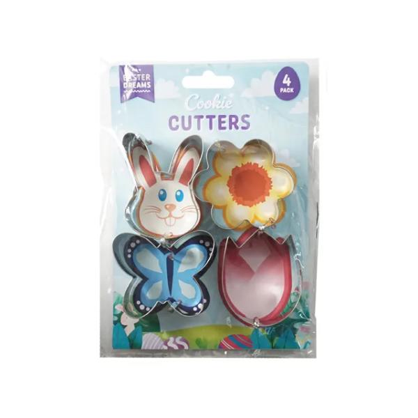 4 Pack Easter Metal Cookie Cutters - 7.5cm