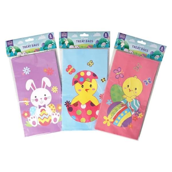 5 Pack Easter Treat Bags - 15cm x 27cm x 9cm