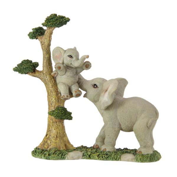Baby In Tree Mother Elephant - 18cm