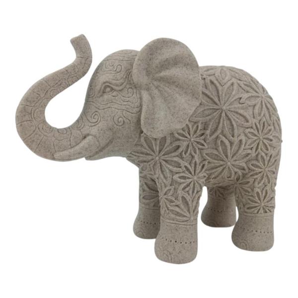 Floral Patterned Standing Elephant - 27cm
