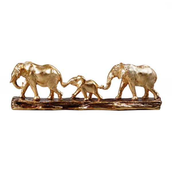 Gold Base Elephant Family - 26cm