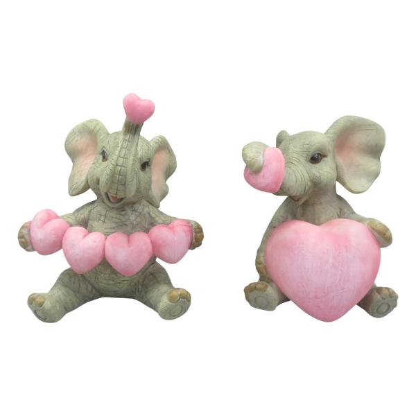 Sitting Elephant With Love Hearts - 11cm